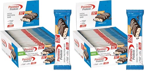 Premier Protein - High Protein Bar 50%+Crispy - Cookie - 16x40g - Low Sugar - Low Carb - palmölfrei (Packung mit 2) – Ansicht 1