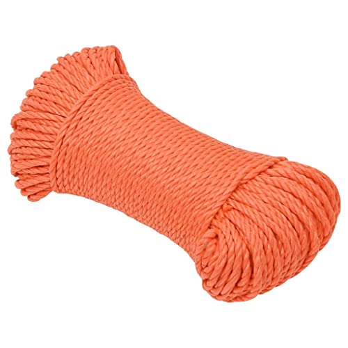 vidaXL Arbeitsseil Bodenarbeitsseil Arbeitsleine Mehrzweckleine Seil Bootsleine Allzweckseil Schnur Tau Leine Gedreht Orange 6mm 100m Polypropylen