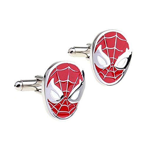 MASALONG US Superhero Retro Cuff Links Jewelry Wedding Party Mens Novelty Cufflinks (Spiderman)