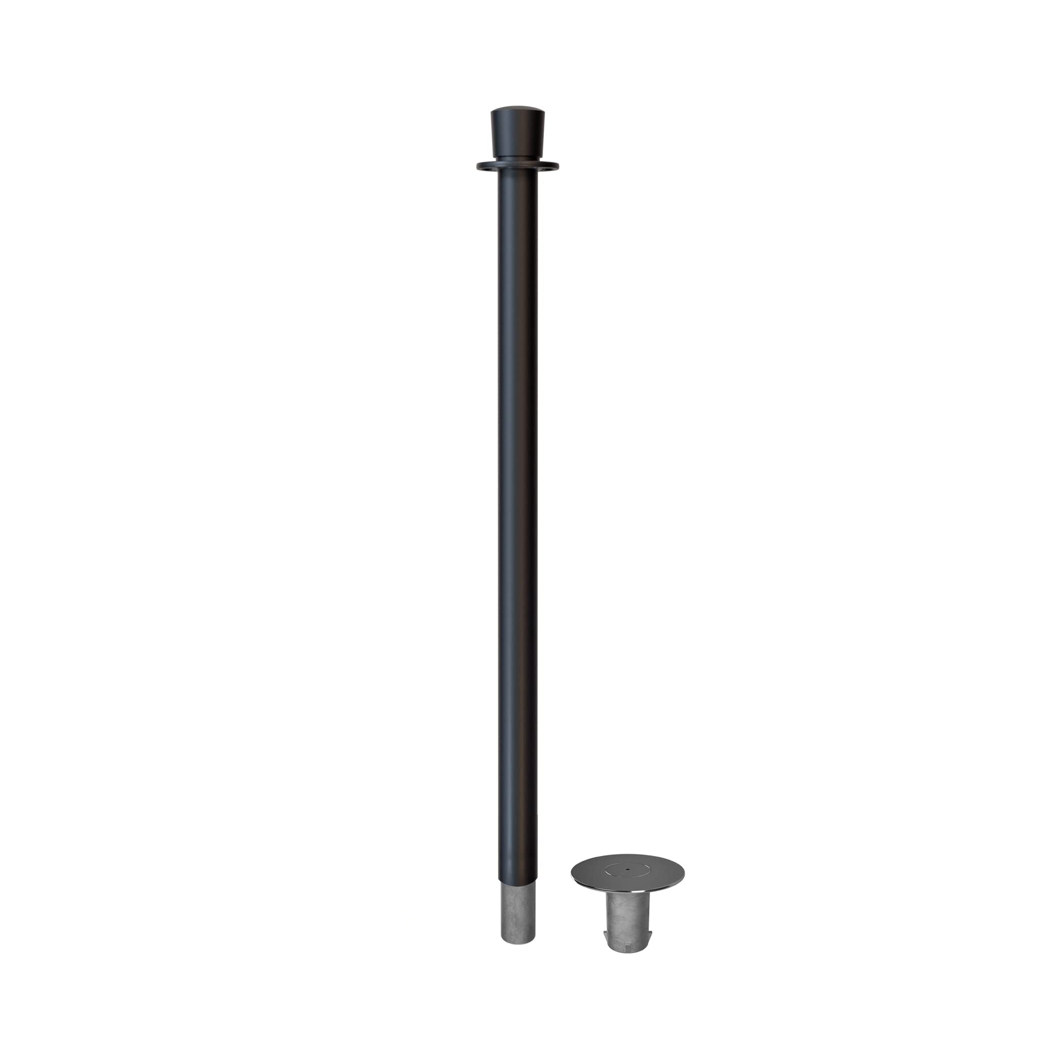 Montour Line CXlineR Post and Rope Stanchion, Fixed/Removable Base, (Black Post, Crown Top)