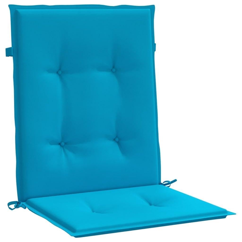 2er Set Gartenstuhlauflagen Niedriglehner 100x50x3cm Blau - Bequeme Stuhlkissen mit Haltebändern und Rückengurt - Sitzauflagen für Gartenstühle und Terrasse