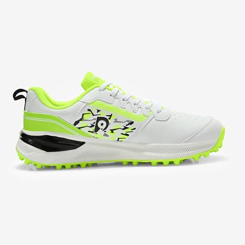 Image of DNINE Performer, Men, Rubber Studs Cricket Shoe White /Red /Black & White /Lemon