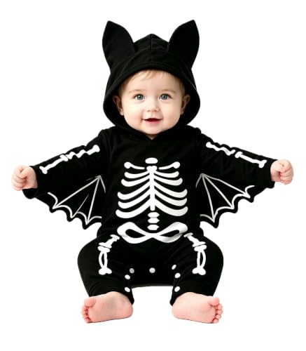 Feuvois Disfraz Halloween Bebé Disfraz Murciélago Bebé Disfrazs Esqueleto Bebe Disfraces Halloweens Para Recién Nacidos Traje Halloweens Bebés 6-9 Meses