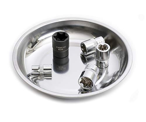 EHOMEA2Z Magnetic Bowl 6 Inch Stainless Steel Magnetic Parts Tray for Screws Nuts Bolts Sockets and Small Tools Magnetic Screw Tray for Garage Workshop Construction and Automotive Repair 1 Pc