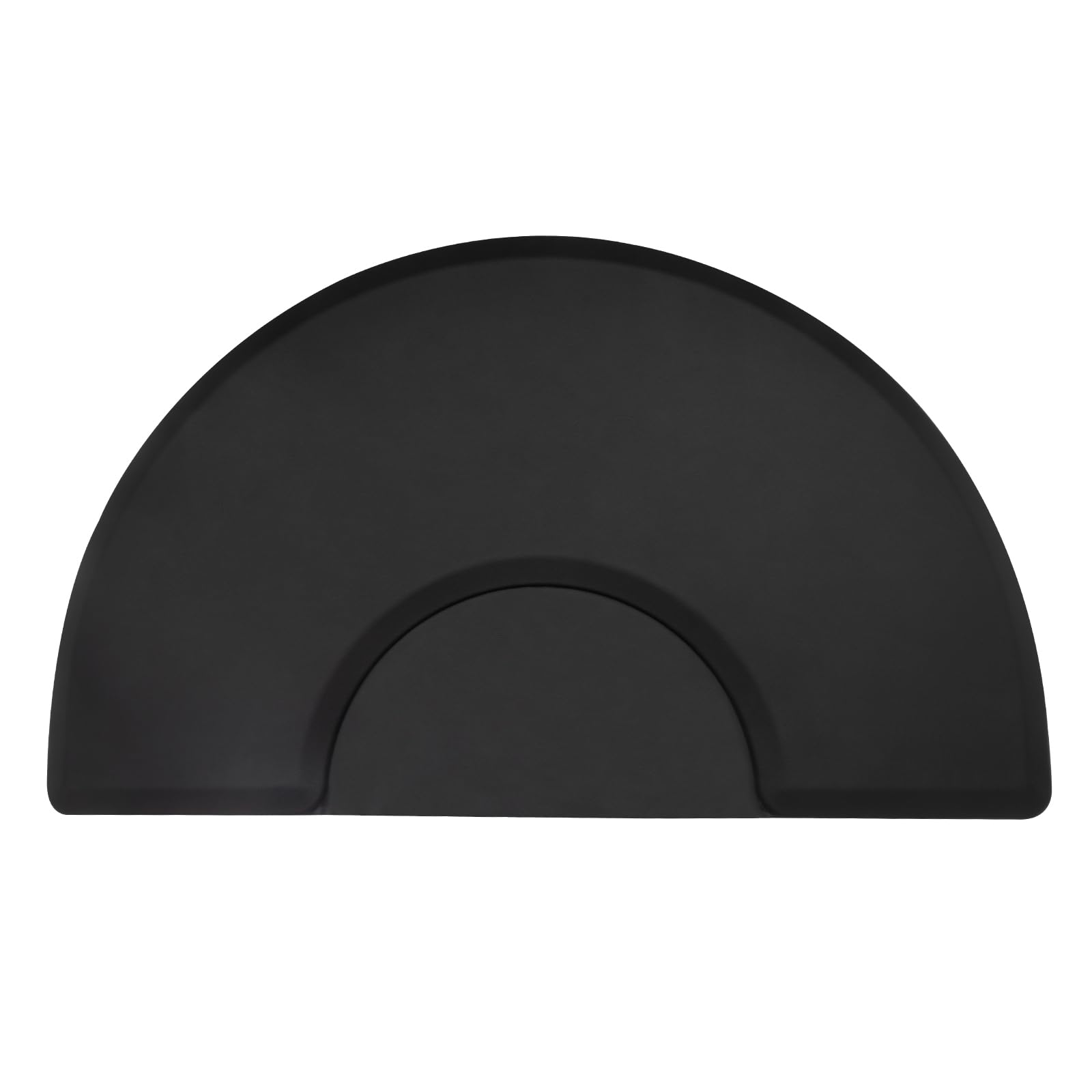 Tapis de coiffeur 90 x 150 cm, demi-cercle antidérapant et imperméable, épaisseur de 18 mm, tapis ergonomique contre les douleurs au dos et aux jambes, pour salon de coiffure, facile à nettoyer (noir)