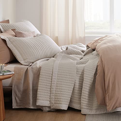 Bedsure Linen Quilt King Size - Lightweight Soft Quilt Bedding Set For All Seasons, Bedspreads & Coverlets, Corduroy Pattern Quilt Set, 3 Pieces, 1 Quilt (106"X96") And 2 Pillow Shams (20"X36"+2") #TOP3