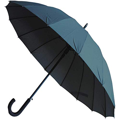 COLLAR AND CUFFS LONDON - TRÈS Robuste - 95KPH - 16 Baleines - Cadre Triple Couche, Renforcé avec Fibre de Verre - Parapluie Canne -u00a0Ouverture Automatique - Couleur Grise