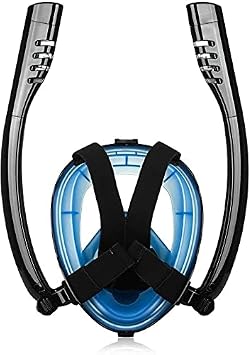 Full Face Snorkel Mask Diving Mask Anti-Fog Double Tube Snorkel Scuba Diving Mask Breathing Goggles with Camera Mount for Snorkeling Co