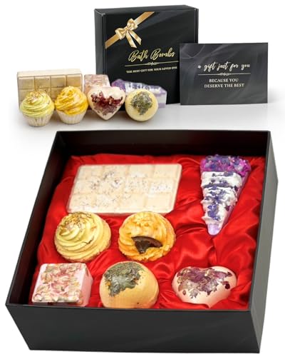 Badebomben Geschenkset 7 Stück, Kreatives Tortenstyling, Bio natürliche ätherische Öle, Handgefertigt, Hautpflege und Entspannung, Deluxe Badesalz Duschbomben Für...