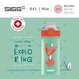 SIGG - Alu Trinkflasche Kinder - Miracle Peaceful - Mit Trinkhalm - Auslaufsicher - Federleicht - BPA-frei - Klimaneutral Zertifiziert - Schule & Sport - Wassergrün & Orange mit Fuchs - 0,4L
