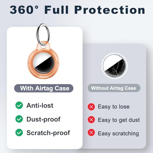 Image of MOLOSLEEVE Case for AirTag 2nd Gen (2026) & 1st Gen, Shockproof Holder with Keychain, Anti-Scratch Protective Cover for Air Tags, GPS Tracker Accessories for Keys, Luggage, Bags, Clear Orange