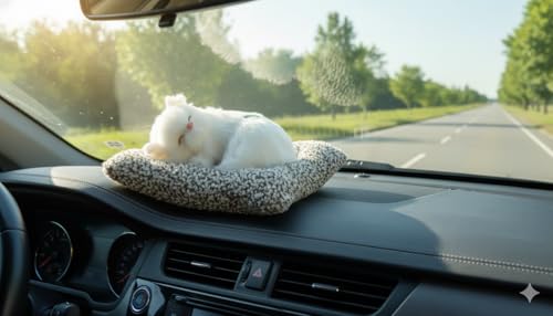 Image of Cute Sleeping Cat Soft Toy, Pure White, Medium