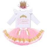 Half Way to One Birthday My 1/2 Birthday Outfit, Girl Newborn Baby Girls My 1st Birthday Dress Infant Shiny Printed Sequin Bowknot Tutu Princess Dress Pink Gold - Long Sleeve 2-3 Years