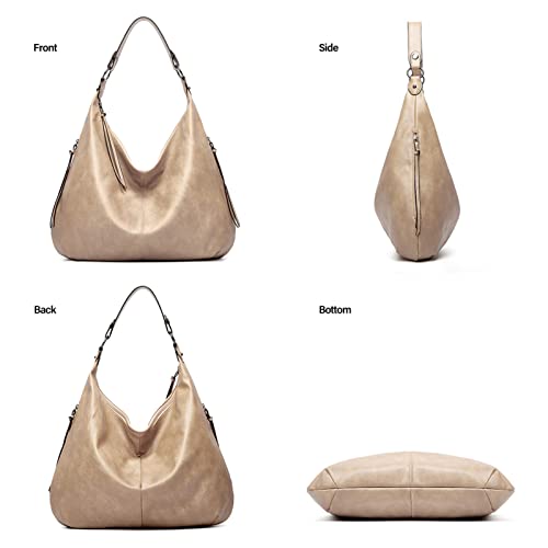 Image of Hobo Bags for Women Soft PU Leather Slouchy Bag Shoulder Purse with Zipper