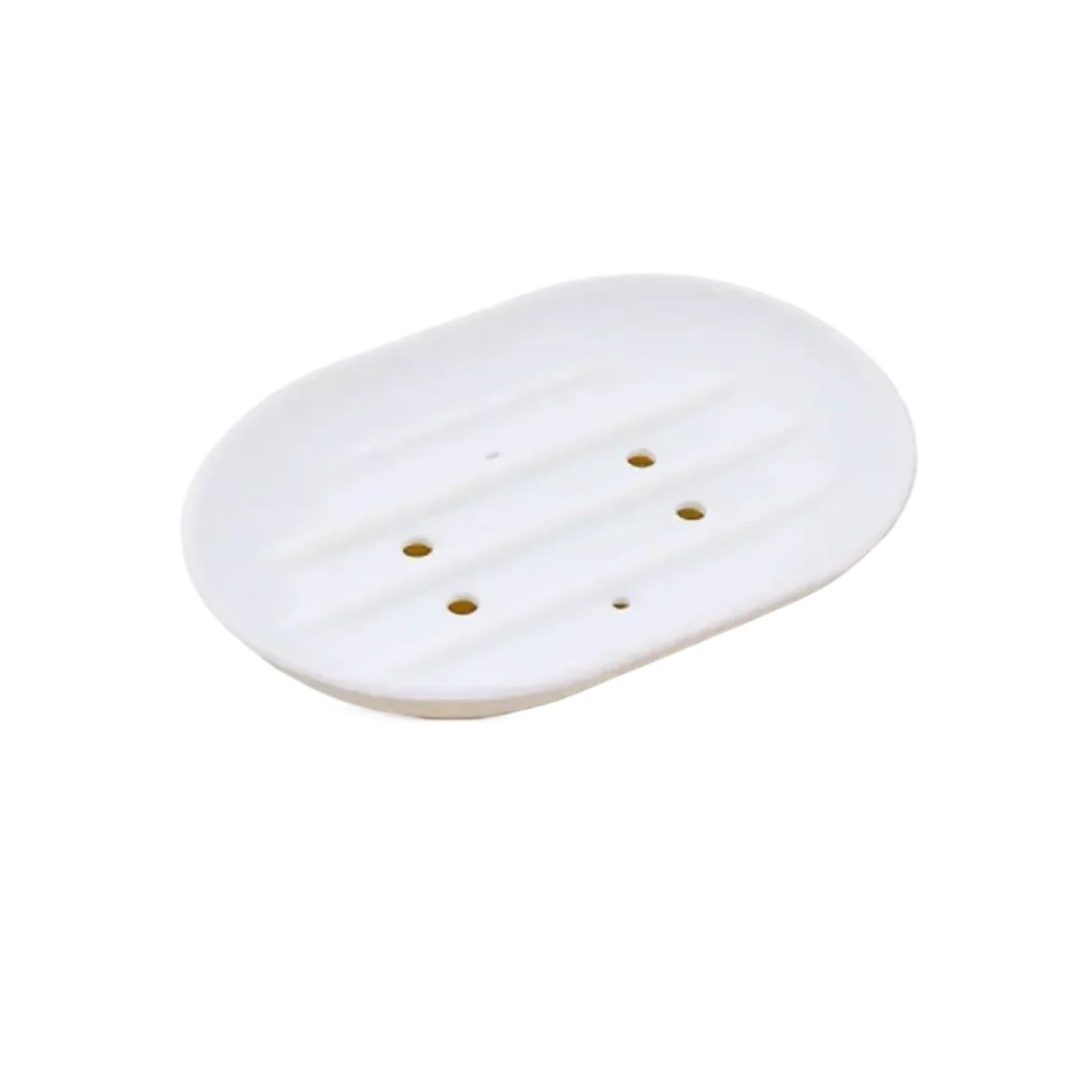 Jabonera de Silicona Antideslizante (3 Unidades), escurridor, Ovalada, sin Perforaciones para Ducha, Baño(White)