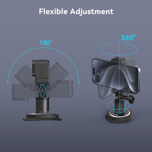 Image of SMALLRIG 2-in-1 Magnetic Suction Cup Mount, Powerful Camera Mount for Gopro, for Insta360 and Phone, 360º Rotation for Car and Gym 4347