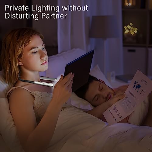 Vekkia Rechargeable Led Neck Reading Light, Book Light For Reading In Bed, 3 Colors & 5 Brightness Adjustable, Long Lasting. Perfect For Reading, Knitting & Repairing #TOP5