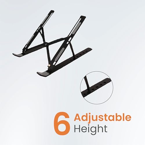 Image of JUST CORSECA Solitude X12 Ergonomic Laptop Stand | Foldable & Portable Design | Promotes Better Posture | Compatible with All Laptops | with Fabric Pouch | Tabletop Riser Fits Upto 17 Inch (Black)