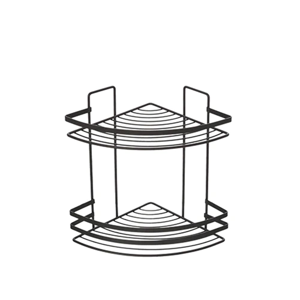 Serviteur d'angle noir mat à 2 plateaux au design minimaliste