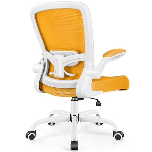 FelixKing Office Chair, Ergonomic Desk Chair Breathable Mesh Chairs Adjustable High Back Lumbar Support Flip-up Armrests, Executive Rolling Swivel Comfy Computer Chairs Home Office Yellow Ye