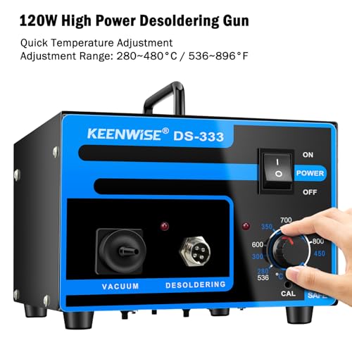 Image of Desoldering Gun, 120W Electric Solder Sucker, Strong 80kPa Suction, Variable Temp Control (536F - 896F), Dual-Column Vacuum Pump, Single-Handed Operation for Electronics and Industrial Use