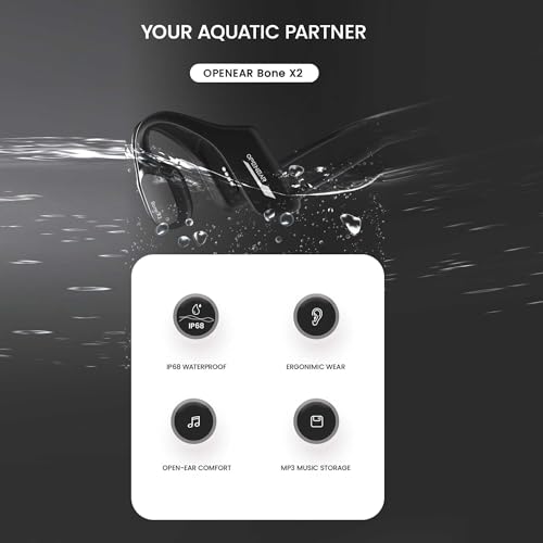 Image of Bone Conduction Headphones IPX8 Swimming Waterproof Dustproof Sweatproof MP3 Player Underwater Music Player 32GB, Open-Ear Wireless Bluetooth 5.4 with Mic,New 2025,Black