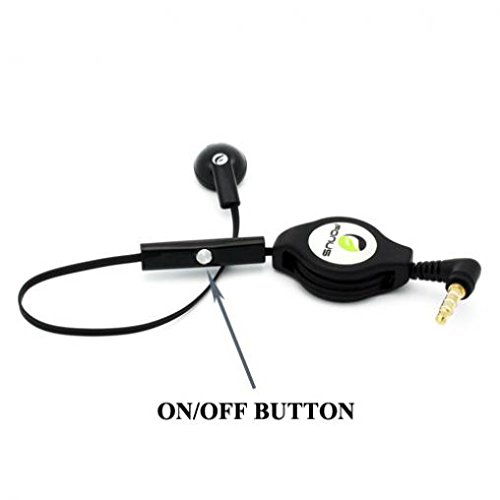 LG K20 V Compatible Retractable Headset MONO Handsfree Earphone Mic Single Earbud Headphone Earpiece Wired [3.5mm] [Black]