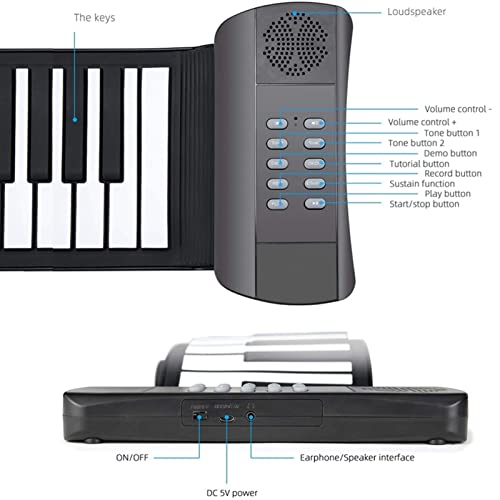 TSTS Piano électrique Pliable 61KEKEY Roll Up Piano Electronic Hand Roll Piano avec Piano de Haut-Parleur pour Les… - Les Beatles, Paul McCartney, John Lennon, RIngo Starr, George Harrison TSTS Piano électrique Pliable 61KEKEY Roll Up Piano Electronic Hand Roll Piano avec Piano de Haut-Parleur pour Les… – Image 4