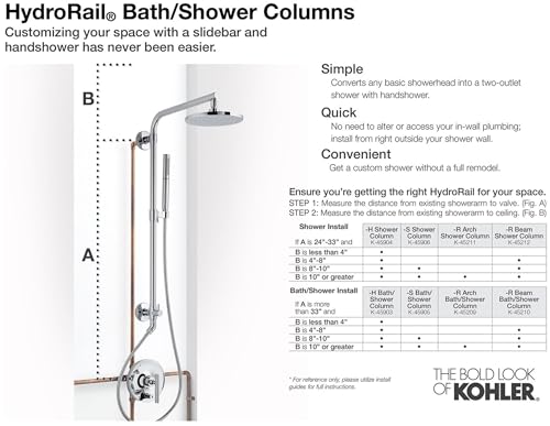 Kohler 45209-TT HydroRail-R Arch Bath/Shower Column Vibrant Titanium miniatura 5