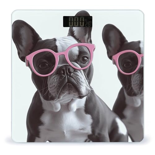 Báscula Digital de Baño French Bulldog Rosa con LCD miniatura 1
