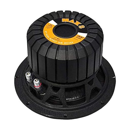 Lanzar 8in Car Subwoofer Speaker - Black Non-Pressed Paper Cone, Stamped Steel Basket, 4 Ohm Impedance, 600 Watt Power and Rubber Suspension for Vehicle Audio Stereo Sound System - MAX8