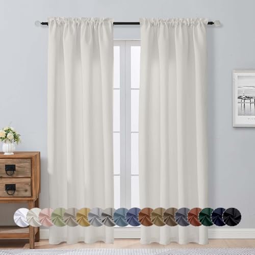 Image of Aiyufeng Peal Blackout Curtains for Bedroom 84 Inch Length 2 Panels Set, Thermal Insulated Room Darkening Light Blocking Rod Pocket Window Treatment Drapes for Living Room, 52 inch W x 84 inch L, Peal