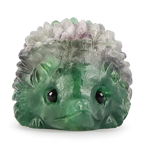 Artistone Rainbow Fluorite Crystal Hedgehog Statue Hand-Carved Gemstone Hedgehog Gift Healing Crystal Animals Figurine Collection For Home Decoration Valentine's Day Mother's Day New Year Gift #TOP5
