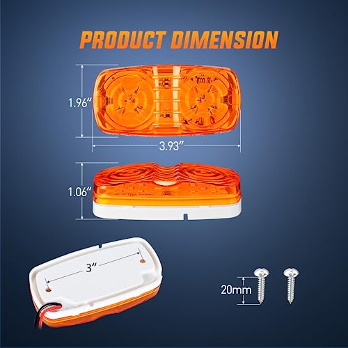 Image of Nilight Double Bullseye Marker Light 5PCS Amber 10LED Rectangular | Clearance Front Side Rear Indicator Lights Surface Mounted For 12V Truck Camper RV Boat Lorry Accessories
