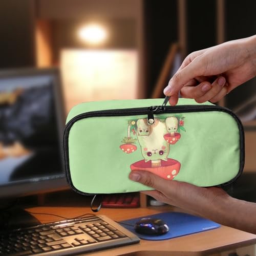 Image of Mushroom Cat Girls Large Pencil Case for Kids Cute Pencil Pouch with Pen Slot Children Pencil Box for Boys Adults Men Pencil Pouch Holder for Travelling Outdoor Hiking Camping