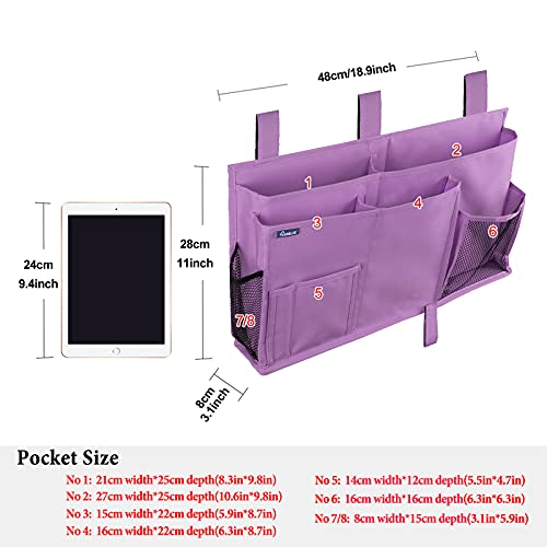 Image of Surblue Caddy Hanging Organizer Bedside Storage Bag for Bunk and Hospital Beds (Purple)