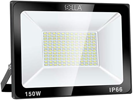 SOLLA 150W LED Flood Light, IP66 Waterproof, 12000lm, 800W Equivalent, Super Bright Outdoor Security Lights, 6000K Daylight White, Outdoor Floodlight for Garage, Garden, Lawn and Yard