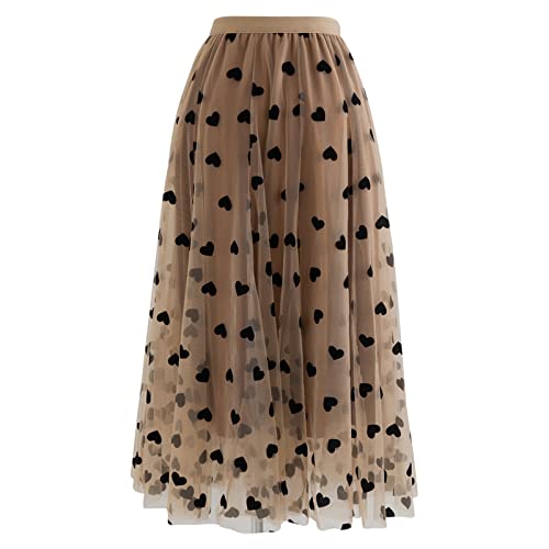 CHICWISH Women's 3D Posy Double-Layered Mesh Midi Skirt - Image 4