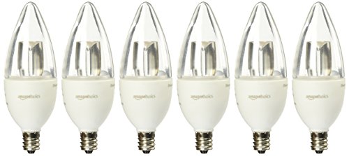 Amazon Basics 40 Watt Equivalent, Soft White, Dimmable, 15,000 Hour Lifetime, B11 LED Light Bulb | 6-Pack