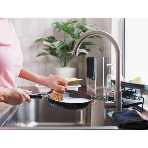 Image of HIC Kitchen Vegetable Scrubber Dishwashing Brush, Bamboo with Non-Scratch Bristles