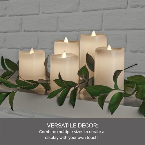 Image of Mikasa Real Wax Wavy Top Dancing Flameless Candles, Exquisite White Battery Candles for Wedding, Christmas Decorations, and Everyday, Set of 5, (2) 3x4, (2) 3x5, 3x6 Inch