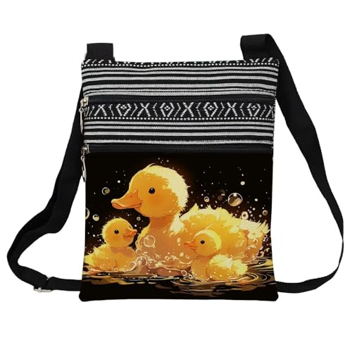 Rubber Duck Messenger Bag Small Ethnic Pattern Printed Adjustable Strap Crossbody Zipper Bag Rubber Duck Phone Bag Wallet Cute Shoulder Handbag for Women Friends -5