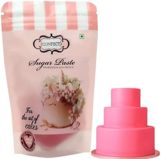 Confect Neon Pink Sugar Paste | Edible Sugar Paste | Fondant for Cake Decoration | Edible Fondant Chefs Choice for Cake Decorating | Vegan, Gluten-Free, Nut-Free, Palm Oil-Free - 250 Gms