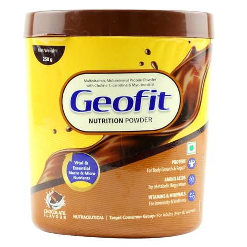 Image of Geofit Nutrition Powder | Delicious Chocolate Flavour | High-Calorie Protein Powder for Better Immunity & Health | Helps Build Muscles for Men & Women-250g