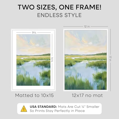 Image of Homeforia 12x17 Picture Frame White, High End Metal 12x17 Poster Frames with Mat 10x15 for Photo, 12 x 17 White Frame Matted to 10 x 15 inch Print, 17x12 Thin Frame, Tempered Glass, Wall Kit, Set of 1