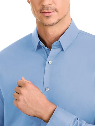 Van Heusen Men's Classic Fit Stain Shield Never Tuck Stretch Solid Button Down Shirt4