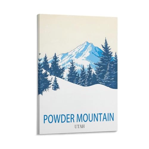 Lhinio Powder Mountain Utah Ski Canvas Wall Art 08x12in