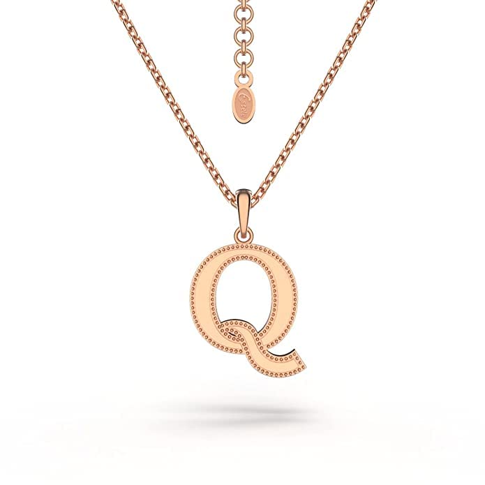 EsteleRose Gold Plated Queenly Q Charm Alphabet Initials Pendant for Women