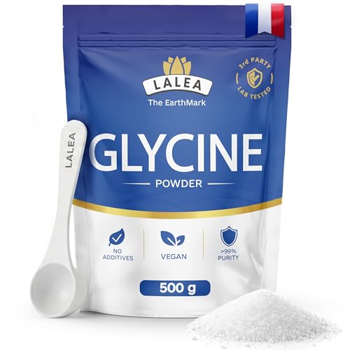 LALEA Pure Glycine Powder 500g 100% Pure L-Glycine Amino Acid Supplement Vegan No Additives Highly Soluble Supports Sleep Muscle Recovery & Collagen Production