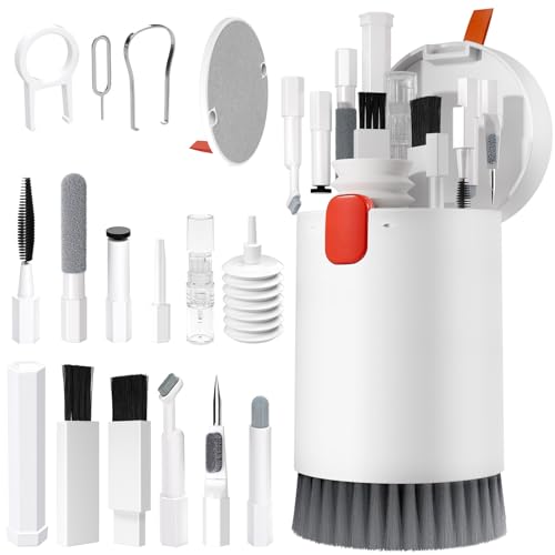 20 en 1 Keyboard Cleaning Brush Kit - Cepillo Limpiador de Teclado Herramienta de Limpieza Auriculares Extractor de Teclas Multifunción Extractor de Polvo para Laptop Auriculares, Blanco Marfil